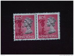 Hongkong Hong Kong 1992 Elizabeth II Et Idéogrammes 2x  Yv 687 O - Usados