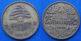 LEBANON - 25 Piastres 1961 KM# 16.2 Independent Republic Asia - Edelweiss Coins - Libano