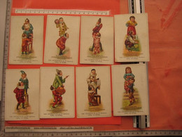 Circa 1870 - 8 Chromo Cards Pierrot, Litho Printed - PUB Cafés Van Leckwyck  Koffiebranderij Antwerp ANVERS - RR - Other & Unclassified