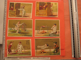 Circa 1870 - 6 Chromo Cards  Pierrot Voleur Mange COCO, Litho Bouillon Rivoyre  - Pub à NESLES , Au Bon Diable, Samarita - Sonstige & Ohne Zuordnung