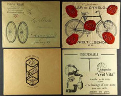 CYCLING ILLUSTRATED ADVERT COVERS 1921-1936 Interesting Group Of Used Printed Covers With Nice Illustrated Cycle Adverts - Ohne Zuordnung