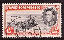 1944 1½d Black And Vermilion Perf. 13, With DAVIT FLAW, SG 40ba, Fine Cds Used. For More Images, Please Visit Http://www - Ascension