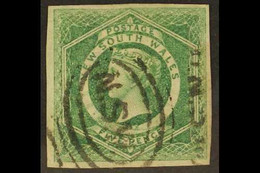 NEW SOUTH WALES 1855 5d Dull Green Diadem, SG 88, Four Good To Large Margins And Neatly Cancelled, A Lovely Example Of T - Andere & Zonder Classificatie