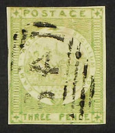 NEW SOUTH WALES 1850 3d Yellow-green Sydney View, SG 39, Four Close Margins And "64" (4 Reversed) Cancel. For More Image - Andere & Zonder Classificatie