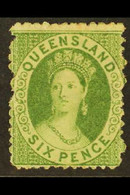 QUEENSLAND 1868-74 6d Green, Wmk Small Truncated Star, Perf 13, SG 69, Mint With Lovely Fresh Colour, Lightly Hinged. Fo - Andere & Zonder Classificatie