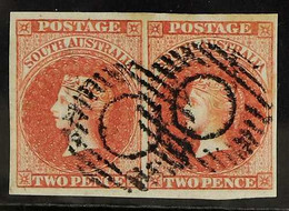 SOUTH AUSTRALIA 1855 2d Rose-carmine Imperf, SG 2, Very Fine Used PAIR With 4 Large Margins. Very Pretty. For More Image - Andere & Zonder Classificatie