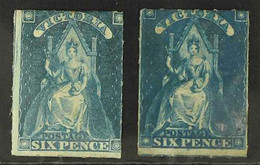 VICTORIA 1858 6d Bright Blue & 6d Light Blue Roulette Stamps, SG 73 & 73a, Unused With Small Part OG, Fresh And Attracti - Andere & Zonder Classificatie