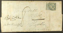 VICTORIA 1852 (April) Entire Letter From Melbourne To Shropshire, Bearing S Fair 3d Blue Half Length Tied By Barred Oval - Andere & Zonder Classificatie