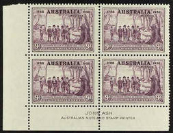 1937 New South Wales Anniversary 9d Purple, SG 195, ASH IMPRINT Corner Block Of Four, Never Hinged Mint. For More Images - Altri & Non Classificati