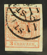 1850 3k Red, Ribbed Paper, SG 3b, Very Fine With 4 Margins (close On Left). For More Images, Please Visit Http://www.san - Altri & Non Classificati