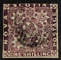 1851-60 1s Deep Purple, SG 7c, With Lovely Rich Colour And Neat Light Cancel, Three Neat Margins, Just Into On The Forth - Altri & Non Classificati