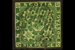 1851-60 6d Deep Green, SG 6, Good Used With Light Barred Cancellation, A Couple Of Tint Thin Spots, But With Almost Four - Altri & Non Classificati