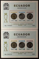 1974 FOOTBALL World Cup (Munich) Air Perf And Imperf Miniature Sheets (Scott C532a Overprinted, Michel Blocks 5A/B) Neve - Ecuador