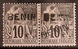 BENIN 1892. 10c Black/lilac - Opt'd "BENIN", Variety Pair - One Stamp With Double Overprint, Yv 5b, Very Fine Mint, Expe - Andere & Zonder Classificatie