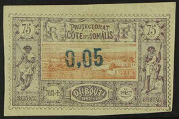 FRENCH SOMALI COAST 1902 10c On 25c In Red, Type I, Variety "surcharge Inverted", Yv 31a, Very Fine Used. For More Image - Andere & Zonder Classificatie