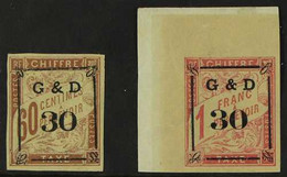 GUADELOUPE 1903 G & D 30 On 60c And 1fr Postage Dues, Yv 13/14, Superb Lightly Hinged Mint. Elusive Pair (2 Stamps) For  - Andere & Zonder Classificatie