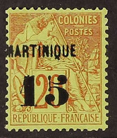 MARTINIQUE 1888 - 91 "15" On 20c Red And Green, Yv 5, Very Fine Mint. Signed Brun. For More Images, Please Visit Http:// - Andere & Zonder Classificatie