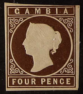 1869-72 4d Brown, No Watermark, Imperf, SG 1, Fine Mint, Just Four Margins. For More Images, Please Visit Http://www.san - Gambia (...-1964)