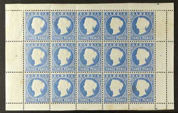 1880-1881 RARE COMPLETE SHEETLET 3d Pale Dull Ultramarine "Embossed", CC Upright Wmk, SG 14cB, COMPLETE SHEETLET Of 15 S - Gambia (...-1964)