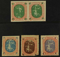 ESSEN 1889 10pf Local Stamps Horizontal PAIR One Stamp With CENTRE INVERTED Variety And 2pf, 3pf & 5pf Singles With CENT - Andere & Zonder Classificatie