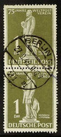 1949 UPU Anniversary 1DM Yellow-olive (Mi 40, SG B59), Cds Used Vertical Pair, The Upper Stamp With Diagonal Crease. For - Other & Unclassified