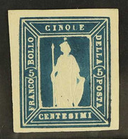 1862 THERIG ESSAY 5c Deep Blue Embossed "Minerva" Essay On White Paper. From The Erskine Hume Jr Exhibition Collection.  - Unclassified