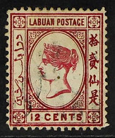 1880-82 12c Carmine Wmk Crown CC Reversed, SG 9x, Fine Used. For More Images, Please Visit Http://www.sandafayre.com/ite - North Borneo (...-1963)