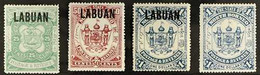 1896 "LABUAN" Overprints On 25c, 50c, And $1 Set Complete, SG 80/82, Plus The $1 Blue With Overprint Omitted, SG 82a, Ve - North Borneo (...-1963)