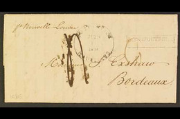 1835 (3 Jun) EL Written At Port Louis To Bordeaux Bearing A Fair Strike Of A Previously Unknown "POST OFFICE / JUIN 10 1 - Mauritius (...-1967)