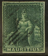 1858-62 (4d) Green Britannia, SG 27, Very Fine Used With Four Neat Margins, Deep Colour And Light Cancel, Lovely Stamp.  - Mauritius (...-1967)