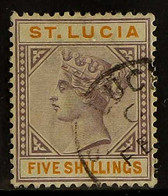 1891-8 5s Dull Mauve & Orange, Die II, Wmk Crown CA, SG 51, Very Fine Cds Used. For More Images, Please Visit Http://www - St.Lucia (...-1978)