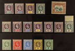 1902-1910 KEVII Selection, Presented On A Stock Card And Including 1902-03 Values Less 1d, 1902 2d Green And Brown Colum - St.Lucia (...-1978)