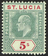 1904-10 KEVII 5s Green And Carmine, SG 76, Very Fine Never Hinged Mint. For More Images, Please Visit Http://www.sandafa - St.Lucia (...-1978)