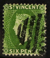 1883-84 6d Bright Green, CA Wmk, Perf 12, SG 44, Full Perfs, Fine Used With Part "A10" Duplex Cancel. Good Colour. For M - St.Vincent (...-1979)