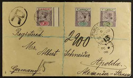 1900 (9 Oct) Registered Cover To Germany Bearing 1899 ½d, 1d & 3d Tied By "St Vincent" Cds, Plus "London" And Registrati - St.Vincent (...-1979)