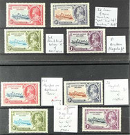 1935 Silver Jubilee, SG 53/56, Two Complete Sets Showing Identified MINOR VARIETIES, Fine Mint (8 Stamps) For More Image - Isole Salomone (...-1978)