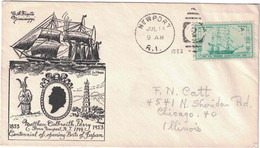 Etats-Unis - Newport - Lettre Pour Chicago - Illinois - Dessins - Centennial Of Opening Ports Of Japan - 14 Juillet 1952 - Gebraucht