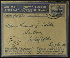 1944 AIRMAIL LETTER CARD 3d Ultramarine On Buff South Africa Aerogramme With Black 'Swaziland' Overprint On Stamp Impres - Swaziland (...-1967)
