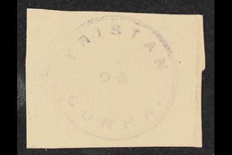 1908 Type I Cachet In Violet (SG C1) - A Very Fine Strike On Piece. Scarce - Cat £4000 On Complete Cover. For More Image - Tristan Da Cunha