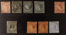 1867-1881 USED GROUP On A Stock Card, Includes 1867 1d, 6d & 1s (x2), 1873-79 1d, 1881 "4" On 6d SG 42 (some Trimmed Per - Turks E Caicos