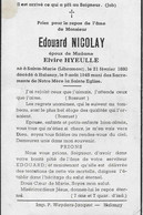 SAINTE - MARIE ..-- Mr Edouard NICOLAY , époux De Mme Elvire HYEULLE , Né En 1880 , Décédé En 1948 , à HALANZY . - Libramont-Chevigny