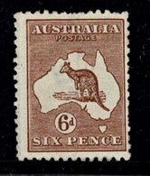 Australia 1923 Kangaroo 6d Chestnut 3rd Watermark MH - Mint Stamps