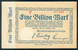 Deutschland, Germany, Reichsbahndirektion Kassel - 1 Billion Mark, 1923 ! - 1 Billion Mark