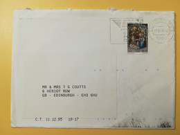 1995 BUSTA LUSSEMBURGO LUXEMBOURG BOLLO NATALE CHRISTMAS NOEL OBLITERE' LUXEMBOURG ETICHETTA - Cartas & Documentos