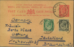 1930, 15 C. Stationery Card Uprated With 5 And 10 Cent From "KLEIN DINI" To Braunschweig, Germany - Kenya & Uganda