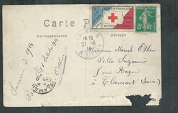 Vignette Croix Rouge Secours Aux Bléssés Militaires Sur Carte Postale - Rotes Kreuz