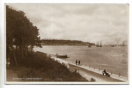 Real Photo Postcard, Entrance To Cowes Harbour, Boats, Ships, Footpath, Landscape. 1929. - Cowes