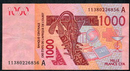 W.A.S. LETTER A Ivory Coast  P115Aj 1000 FRANCS (20)11 Signature 37 VF NO P.h. - États D'Afrique De L'Ouest