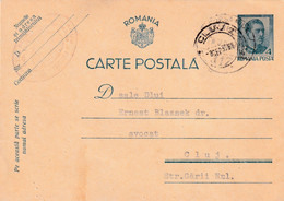 A4476- Postcard, Romanian Post, King Of Romania Carol II,1939 Cluj  Romania Used Postal Stationery - Lettres & Documents