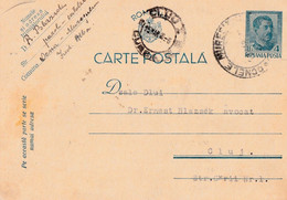 A4477- Postcard, Romanian Post, King Of Romania Carol II,1940 Cluj, Ocnele Muresului Romania Used Postal Stationery - Briefe U. Dokumente